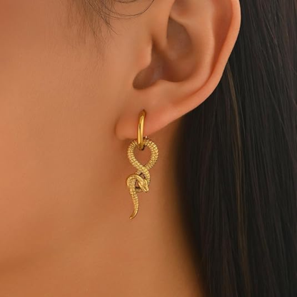 Dark Style Serpentine Hoop Dangle Earrings