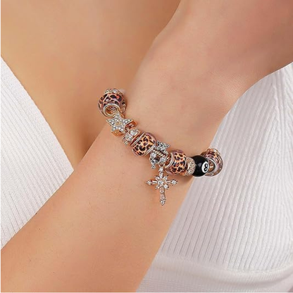 Leopard Cross Charm Bracelet for Women