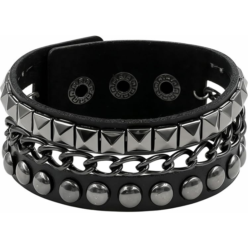 Punk Studded Leather Cuff Bracelet