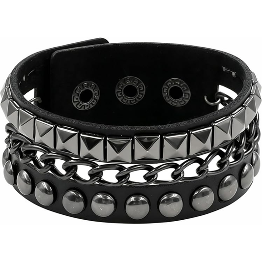 Punk Studded Leather Cuff Bracelet