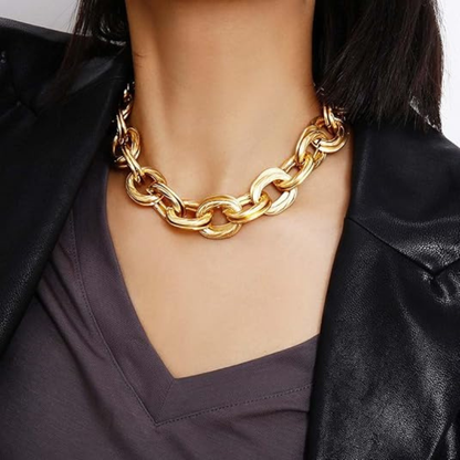 Gold Cuban Link Chain Double O Link Necklaces