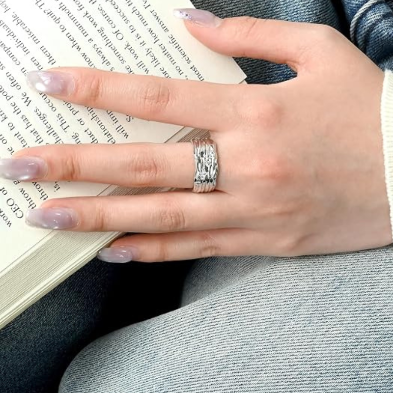 Chunky Textured Silver Open Ring