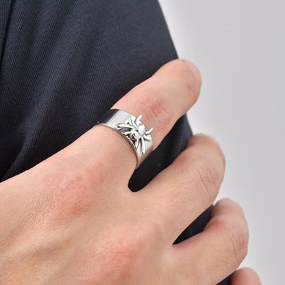 Punk 3D Spider Wide Cuff Band Ring