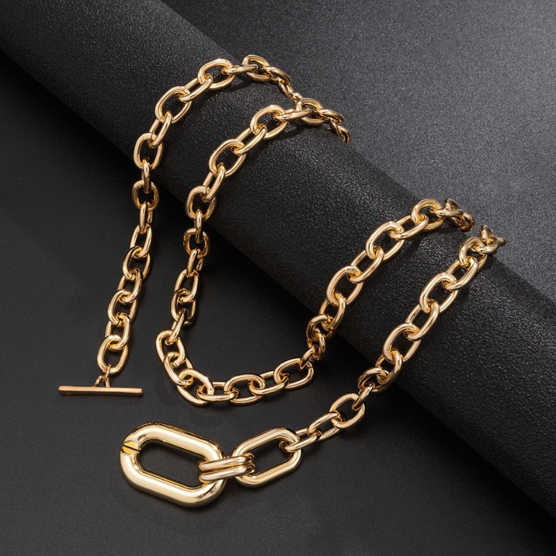 Layered Pendant Chain Punk Thick Necklace