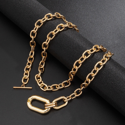 Layered Pendant Chain Punk Thick Necklace