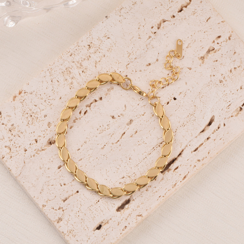 14K Gold Plated Laurel Link Bracelets