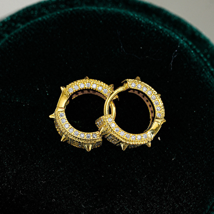 14K Gold Spike Hoop Earrings