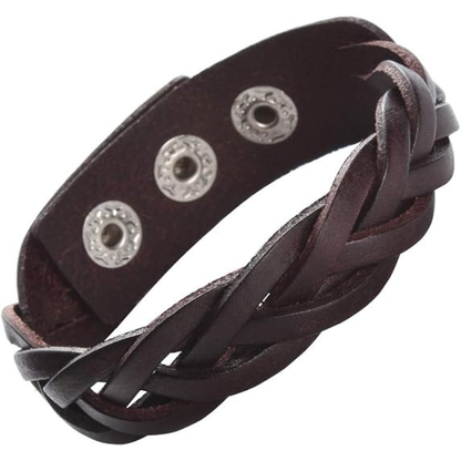 Leather Bracelet Braided Sporty Wide Wristband