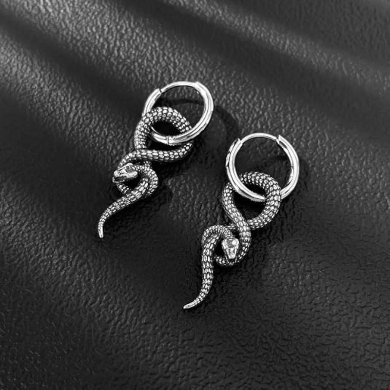 Dark Style Serpentine Hoop Dangle Earrings