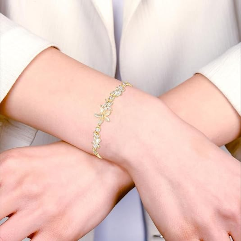 Rhinestone Slider Floral Bracelet