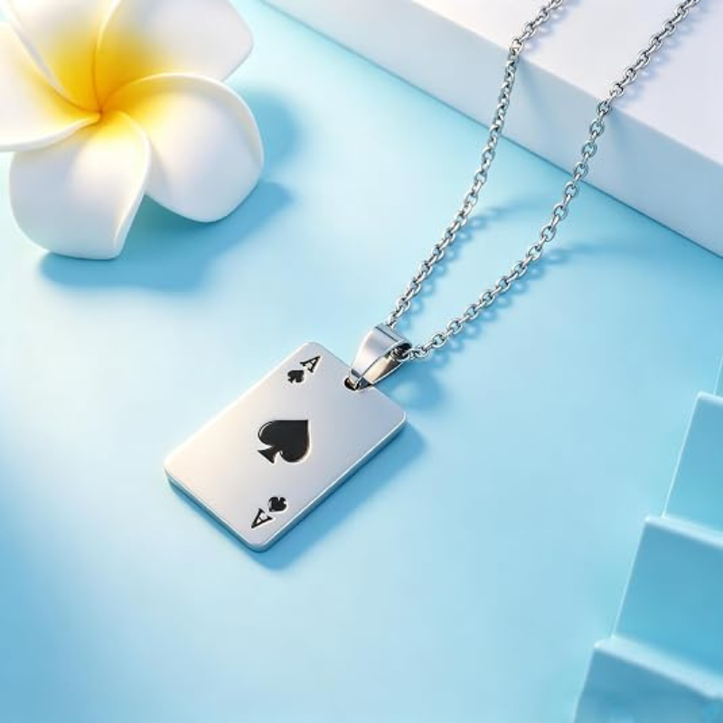 Cool Punk Rock Poker Card Ace Pendant Necklace