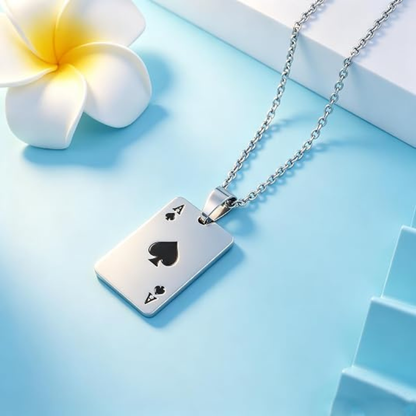 Cool Punk Rock Poker Card Ace Pendant Necklace