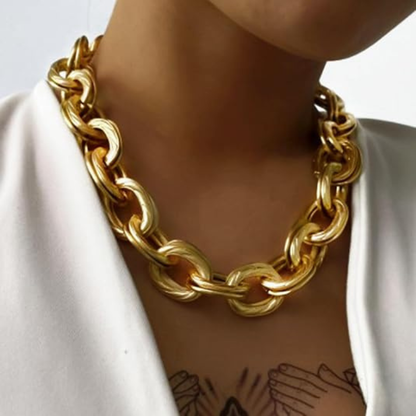Gold Cuban Link Chain Double O Link Necklaces