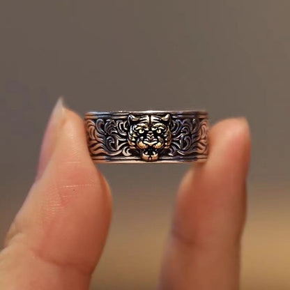Thai Silver Viking Gold Tiger Adjustable Rings
