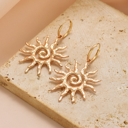 Spiral Sun Huggie Dangle Drop Earring