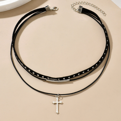 Gothic Vintage Flannelette Rope Cross Neckband