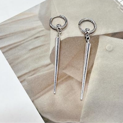 Spike Rivet Dangle Drop Hoop Statement Earrings