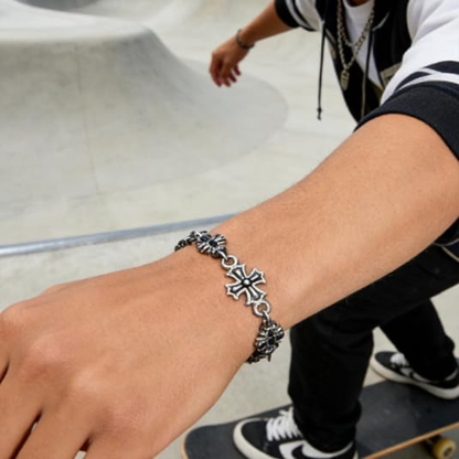 Silver Gothic Cross Bracelet