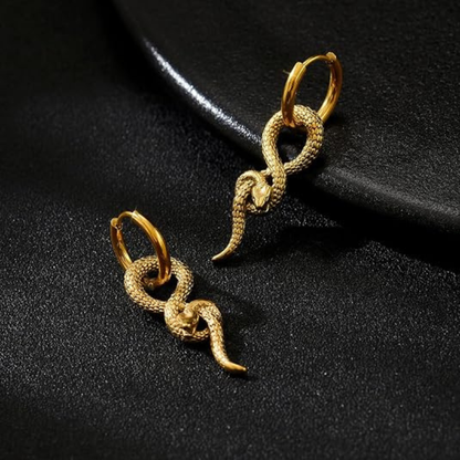 Dark Style Serpentine Hoop Dangle Earrings