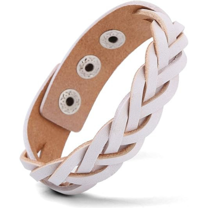 Leather Bracelet Braided Sporty Wide Wristband