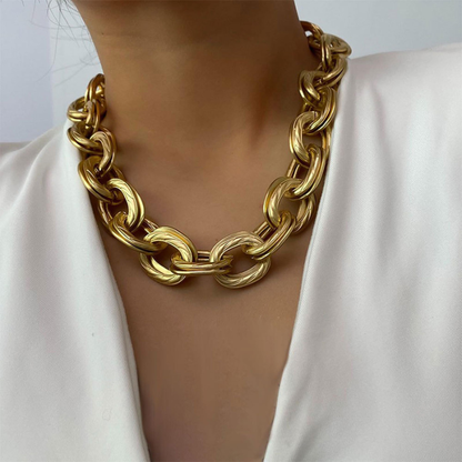 Gold Cuban Link Chain Double O Link Necklaces