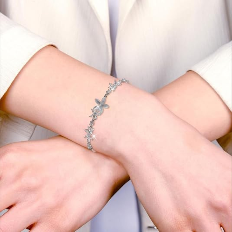 Rhinestone Slider Floral Bracelet