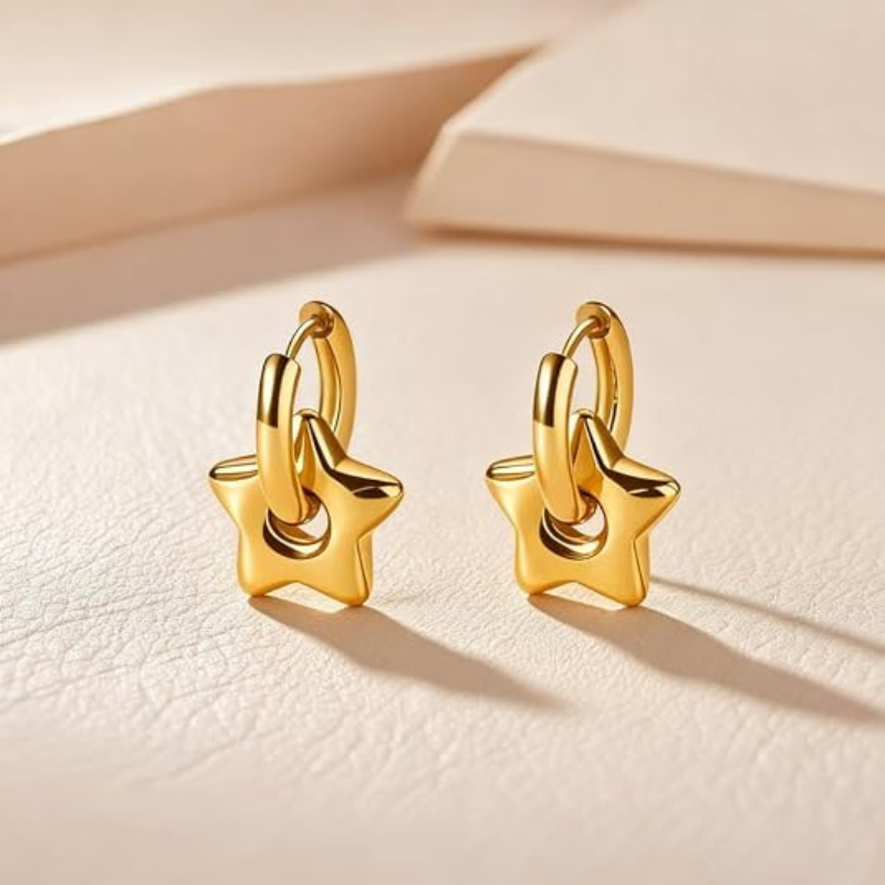 Chunky Star Hoop Earrings