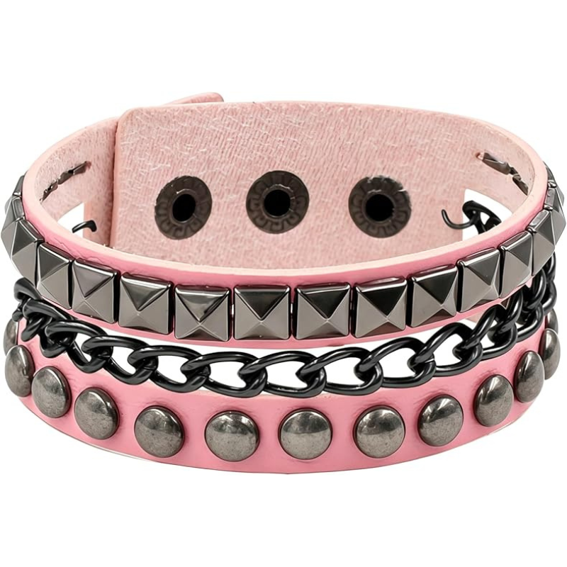Punk Studded Leather Cuff Bracelet