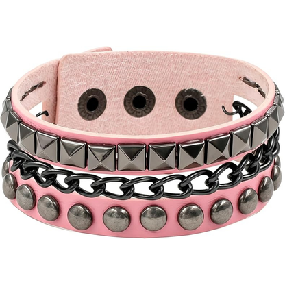 Punk Studded Leather Cuff Bracelet