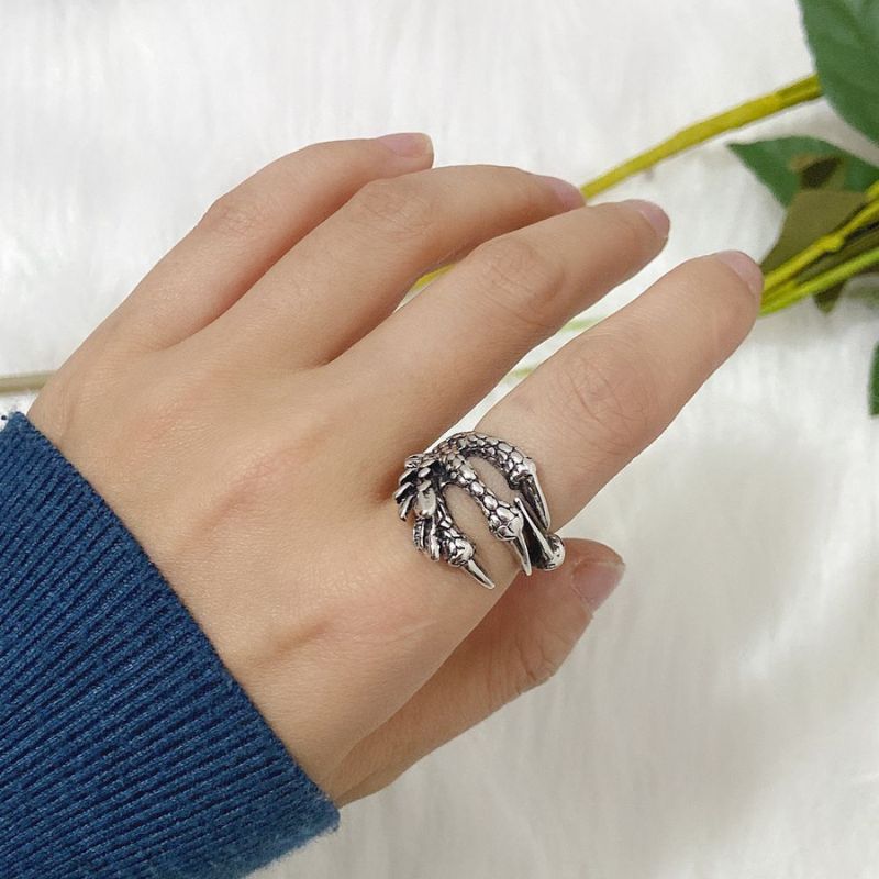 Silver Dragon Claw Adjustable Opening Ring