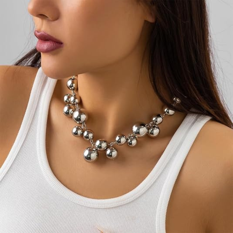 Large Chunky Gold Beads Choker Necklaces