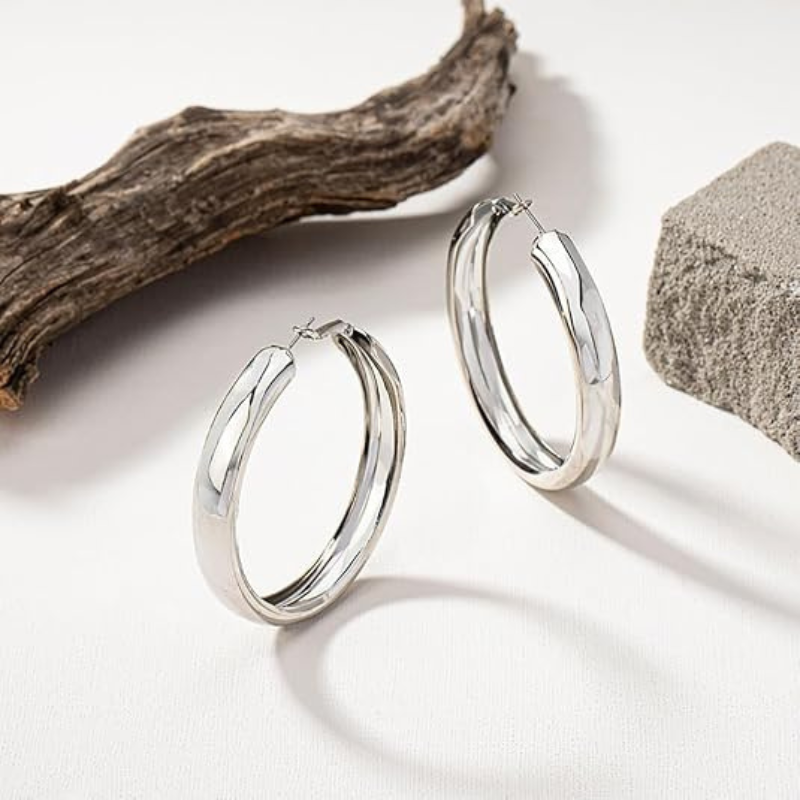 Chunky Gold Silver Hoop Earrings