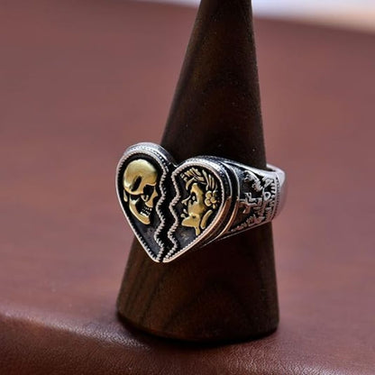 Gothic Skeleton Broken Heart Open Finger Band Ring