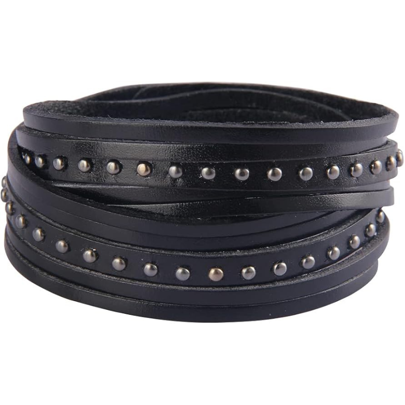 Wide Leather Wristband Thick Viking Leather Bracelets
