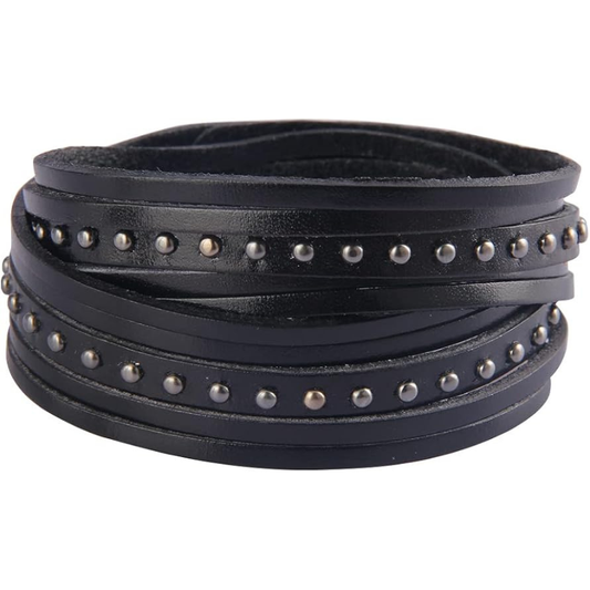 Wide Leather Wristband Thick Viking Leather Bracelets