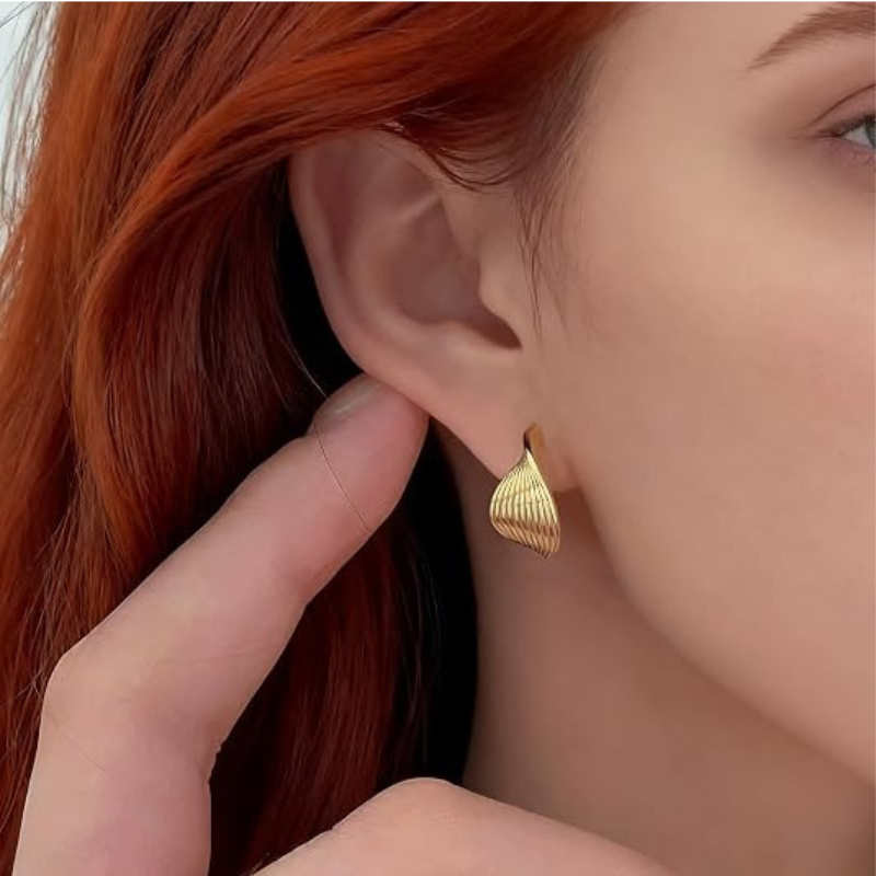 Textured Shell Design Chunky Dangle Earrings
