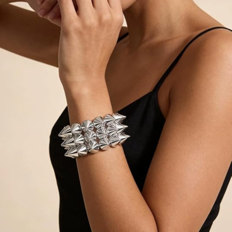 Exaggerated Rivet Studed Spike Bracelets