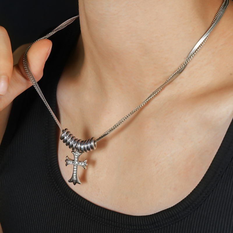 Gothic Punk Cross Pendant Necklace