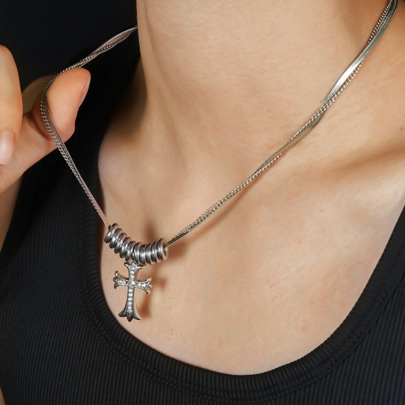 Gothic Punk Cross Pendant Necklace