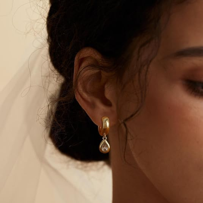 14K Gold Plated Huggie Hoop Drop
