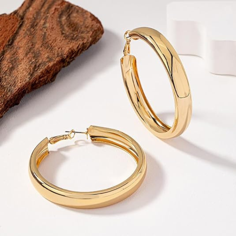 Chunky Gold Silver Hoop Earrings