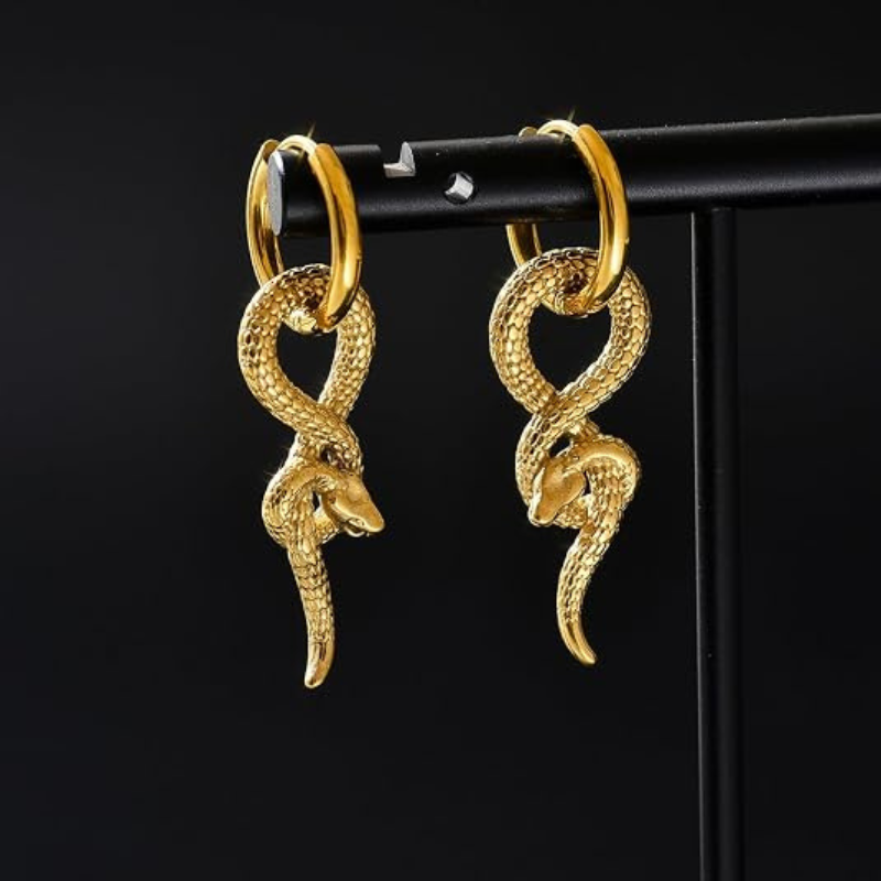 Dark Style Serpentine Hoop Dangle Earrings
