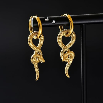 Dark Style Serpentine Hoop Dangle Earrings