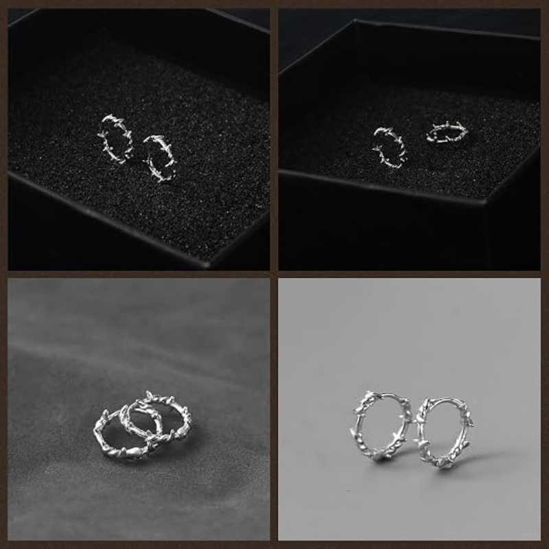 Gothic Twisted Thorn Hoop Earrings