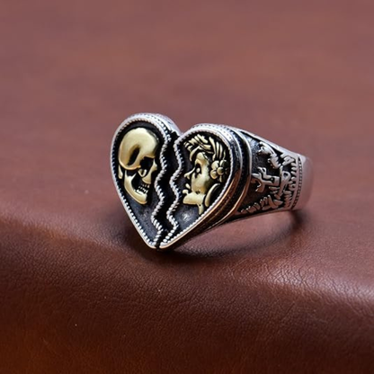 Gothic Skeleton Broken Heart Open Finger Band Ring