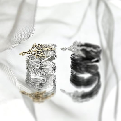 Couples Punk Adjustable Feather Open Rings