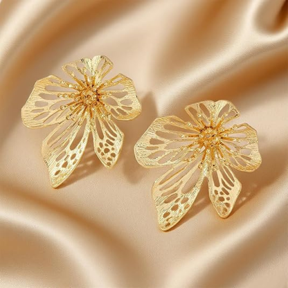 Large Black Flower Earrings for Women