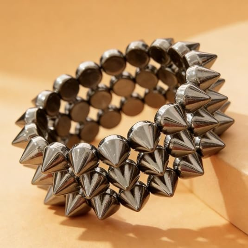 Exaggerated Rivet Studed Spike Bracelets