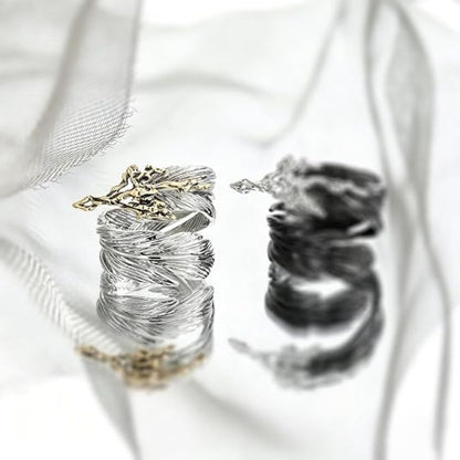 Couples Punk Adjustable Feather Open Rings