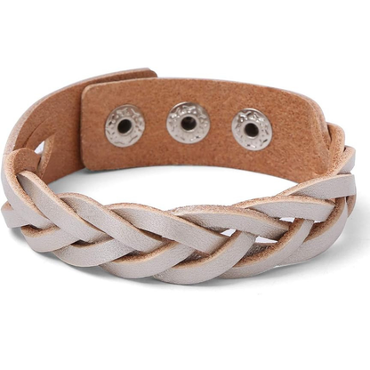 Leather Bracelet Braided Sporty Wide Wristband